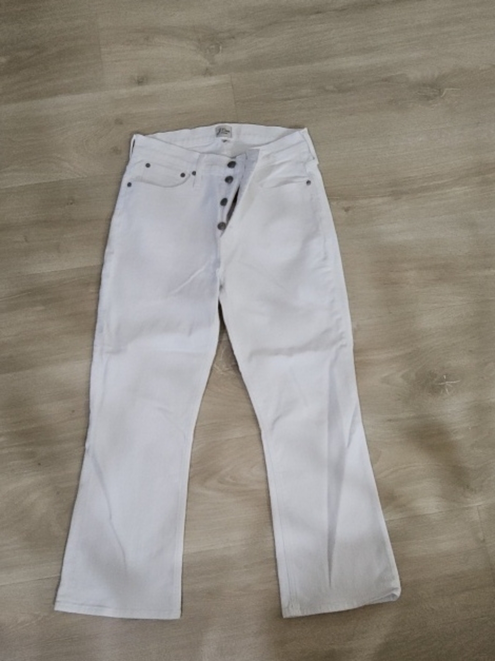 J. Crew White Wide-Leg Button-Fly Jeans